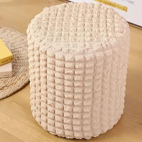Yhww Stretch Ottoman Slipcover Square/Round Foot Stool Cover Jacquard Ottoman Cover Slipcover Footstool Cover Protector Non Slip Pouffe Sofa Cover With Elastic Bottom Washable Red/Grey/Brown/Beige #TOP15