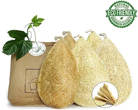 Natural Dish Sponge Pack 5 Vegetable Scrubber for Kitchen Loofah Plant Cellulose Scouring Pad Biodegradable Compostable Dishwashing Zero Waste Product Luffa Loofa Loufa Lufa (Dish Sponge Pack 5)