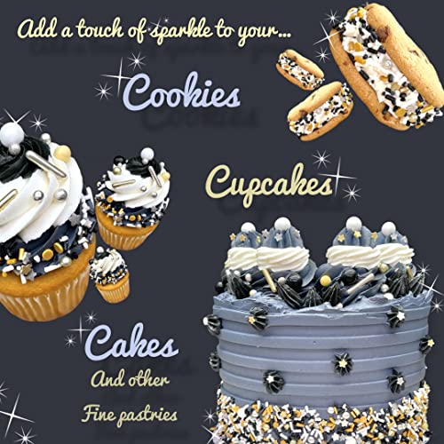 Image of Sprinkles | 4 oz | Gold and silver sprinkles | Metallic sprinkles | New year sprinkles | Glamour sprinkles | Sprinkle mix | Manvscakes
