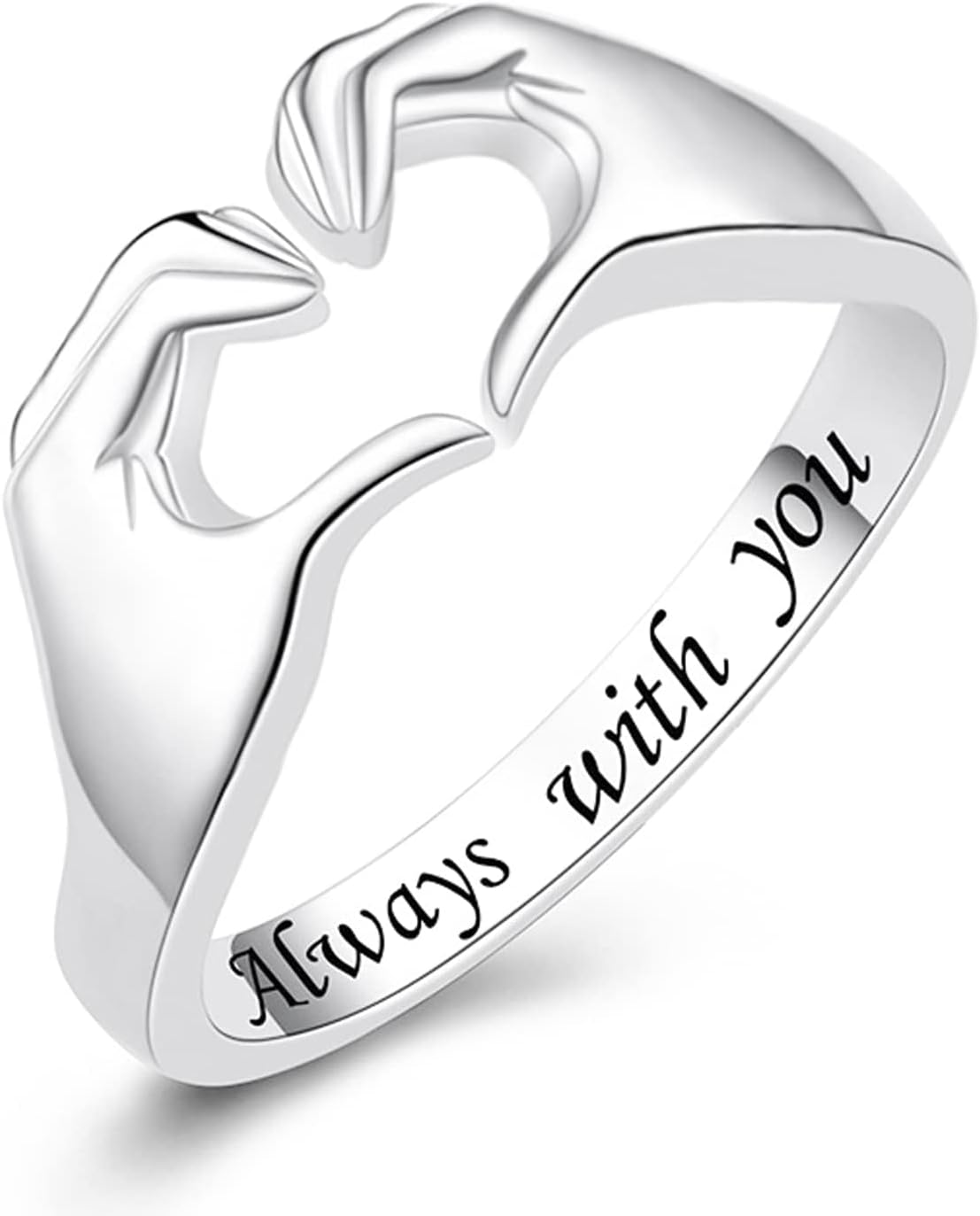 Hug Rings for Women Teen Girls Always with You Adjustable Ring Silver Couple Promise Hugging Ring for Daughter Mother Sister Wife Girlfriend Grandmother