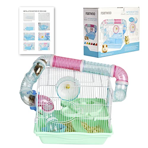 Hamster Cage, A Wire Rat Cage with a Large Space for Dwarf Hamsters, Guinea Pig, Gerbils, Mouse or Other Small Animal Cage.