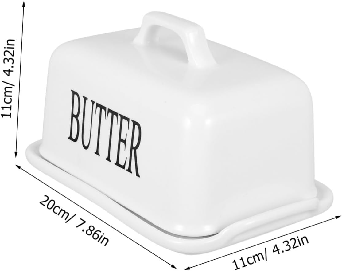 Airtight Ceramic Butter Dish with Lid Large Capacity Covered Butter Keeper for Countertop Cheese Storage Box Vintage Kitchen Organizer for Home and Restaurant