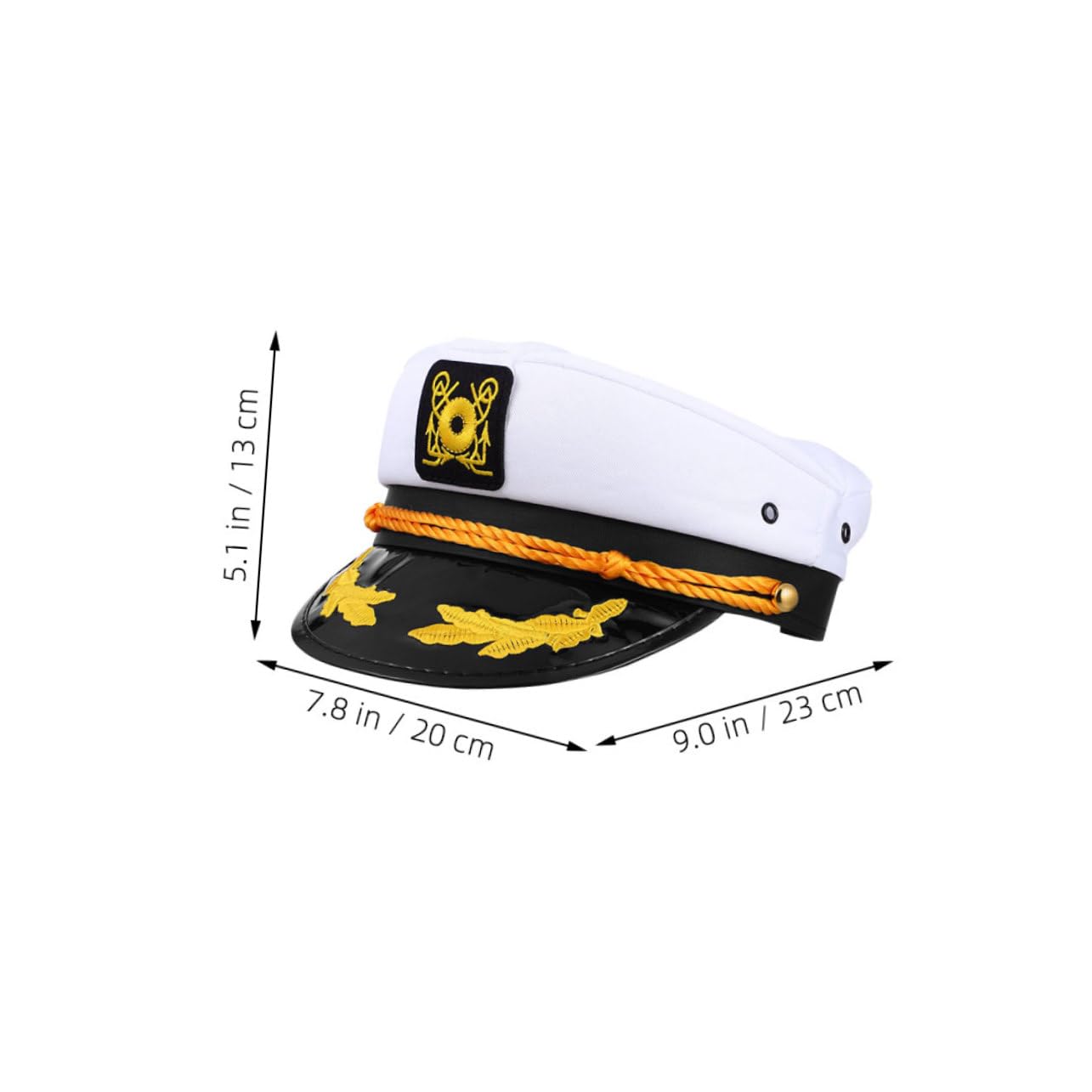 4pezzi Cappello da Capitano Nautico Regolabile in Poliestere Bianco Motivo Ricamato Berretto da Marinaio per Yacht e Eventi Tema Cappello da Marinaio per Uomo