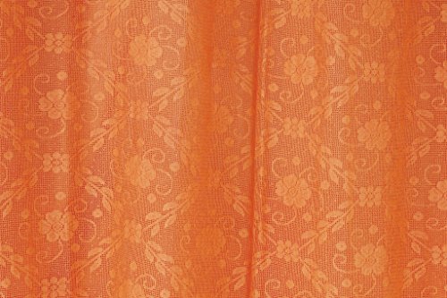 Image of Dekor World Orange Cotton Net Curtain Set (Pack of 2)-110x150cm (4x5Feet) Window Curtain