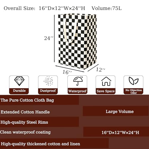 Image of Waterproof Laundry Hamper Collapsible Laundry Basket Leather Handle Laundry Bag Large Clothes Storage Toy Organization for Bathroom Bedroom Laundryroom College Dorms (HBG-888)