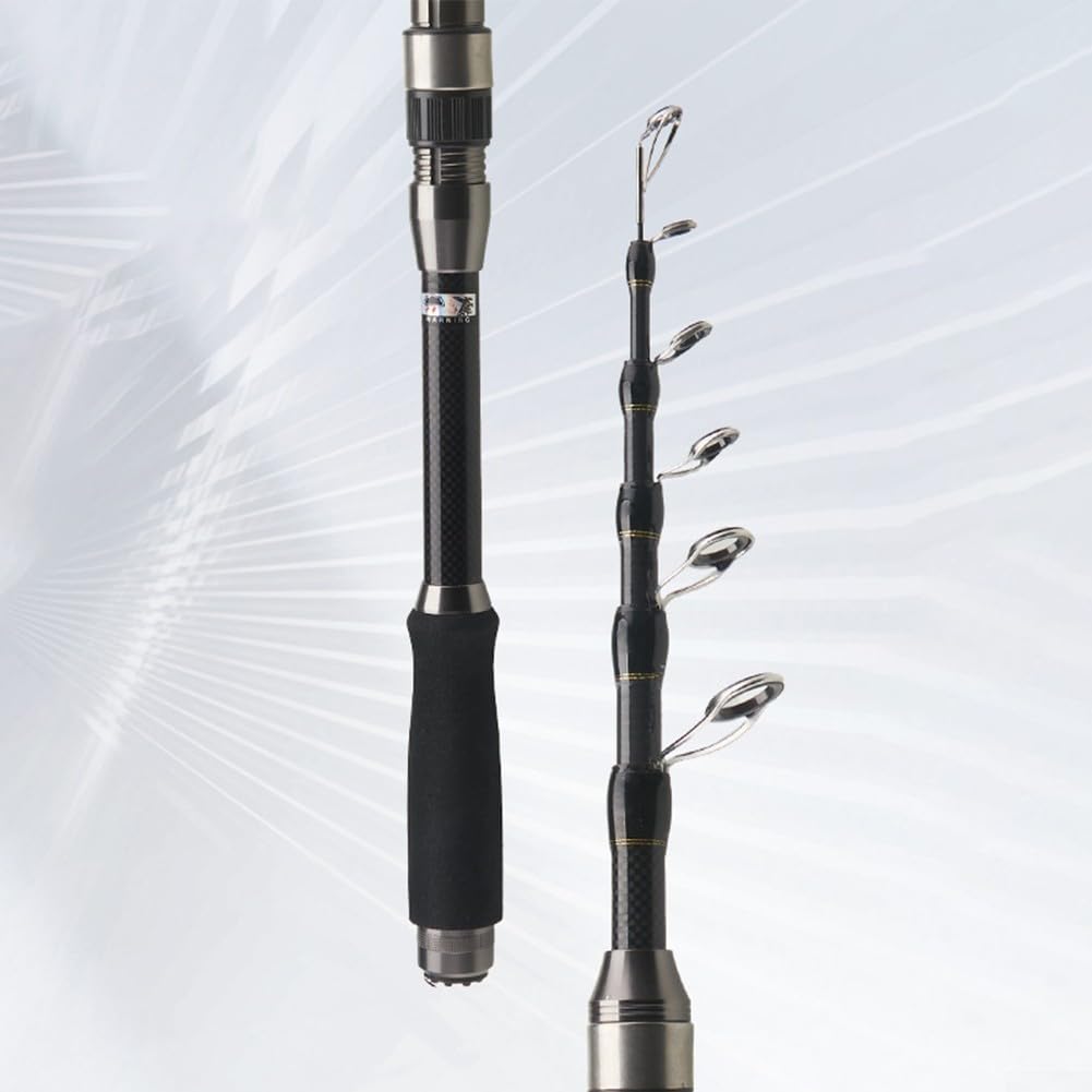 Caña de pescar telescópica de 1 8 m/2 1 m, ligera y de fibra de carbono con mango ergonómico para una fácil pesca