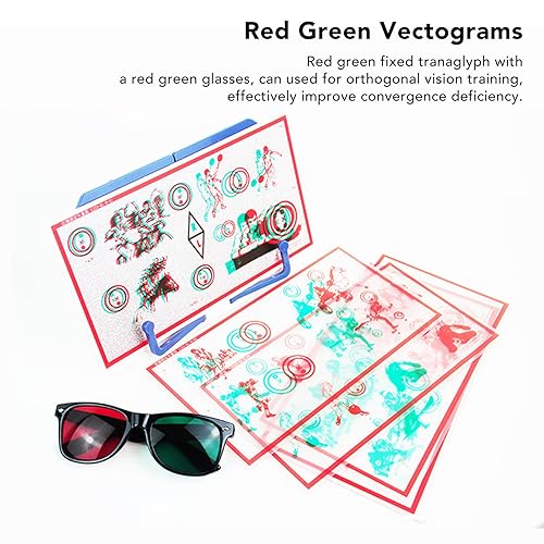Image of Red Green Fixed Vectograms for Convergence Insufficiency Eye Training with Glasses, Improve Stereopsis, Widely Used for Low Vision Training