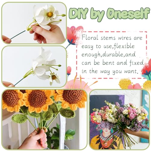 100 pcs floral stems wire for paper flower14 inch 2 gauge dark green floral stem wirecrafting floral stem for flower arrangements diybouquet stem wrapping and crafts