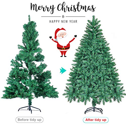2020 Newest Christmas Tree 7.5ft Hinged Artificial Christmas Pine Tree Holiday Decoration Metal Stand 1200 Tips Easy Assembly