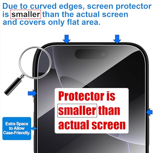 Image of 4youquality [3-Pack Screen Protector for iPhone 17 /17 Pro / 16 Pro (6.3-Inch), Tempered Glass Film, [LifetimeSupport][Impact-Protection][Anti-Shatter][Anti-Scratch]