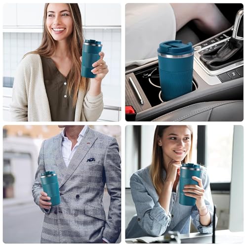 Image of Personalized Glass Sipper Tumbler with Leather Sleeve, Lid & Straw | Reusable Coffee, Tea, Milk & Juice Mug |Leakproof Gift Cup for Kids & Adults - 435ml (Blue)
