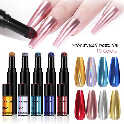 Yuanhe Nail Chalk Nail Art Kissenstift, Spiegeleffekt Pigment Nail Art Dekoration, Metallic Luftkissen Nagelstift, Solid… – Bild 6