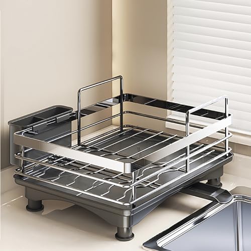 ARMAAN Escurridor De Platos Antideslizante - Escurridor De Metal para Fregadero, Escurridor De Cocina Grande Que Ahorra Espacio para La Encimera, con Flujo De Aire Óptimo,A-38.5cm/15.2in