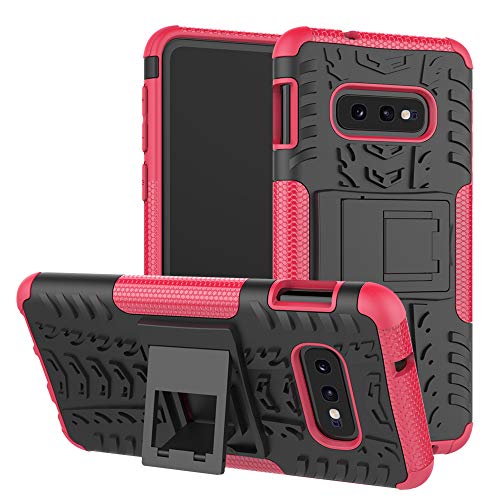 Liushan LS00366-4 Galaxy S10E Case, Shockproof Heavy Duty Combo Hybrid Rugged Dual Layer Grip Cover With Kickstand For Samsung Galaxy S10E /S10 Lite (Not Fit Samsung Galaxy S10 /S10 Plus) Smartphone,Rose Red cover