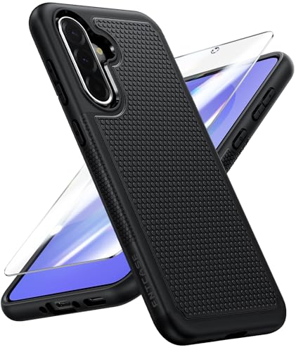 FNTCASE for Galaxy A36-5G Phone Case - A56-5G Military Grade Drop Protection Phoncase, 14ft Drop Tested, Screen Protector Included, Anti-Slip Textured, TPU+PC Dual Layer Shockproof Cover (Black)