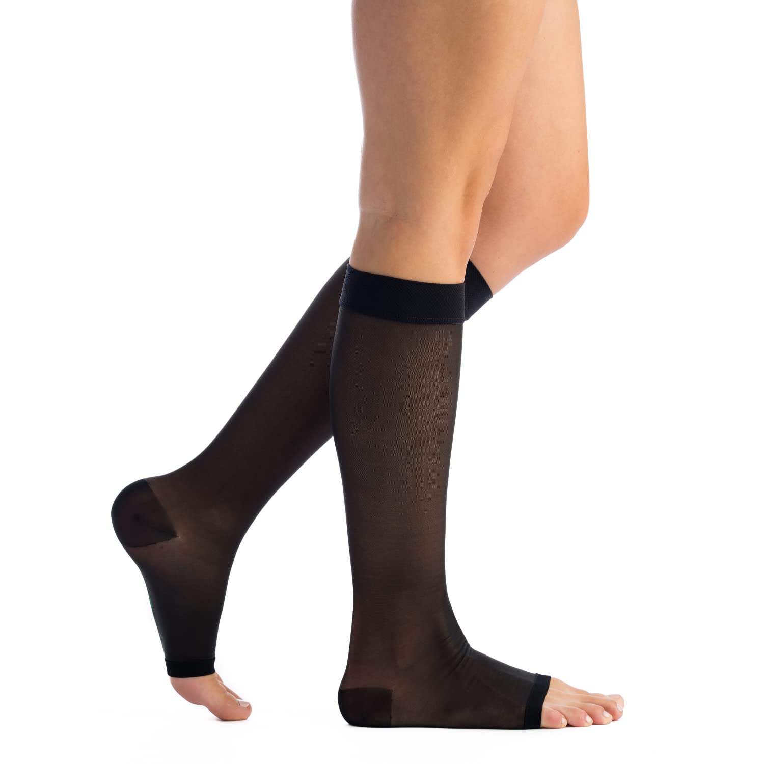 EvoNation Women’s Knee High 15-20 mmHg Open Toe Sheer Compression Socks – Moderate Pressure Compression Garment
