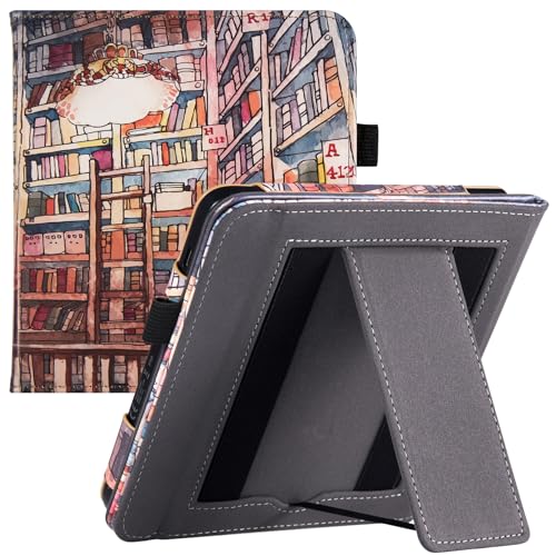 BOZHUORUI Case for Kobo Libra Colour 2024 | Built-in Foldable Stand & Hand Strap | with Auto Sleep/Wake & Pen Holder | PU Leather Sleepcover fits 7