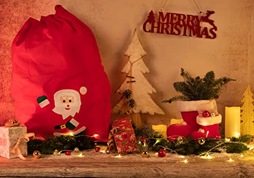 Idena 8580196 Sac de Noël, avec motif de Père Noël, rouge, 90 x 60 cm, en feutre, idéal comme cadeau - Image 7
