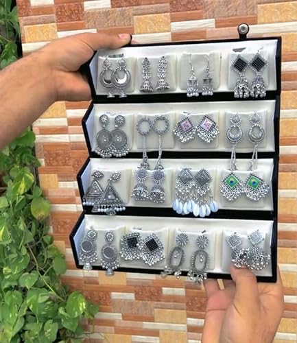 Image of women earring box pack of 16 pair with velvet box