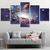 SIGNWIN 5 Panel Canvas Wall Art Solar System Planets Abstract Plants Illustrations Impressionism Modern Panoramic Relax/Calm Multicolor for Living Room, Bedroom, Office-60 x32
