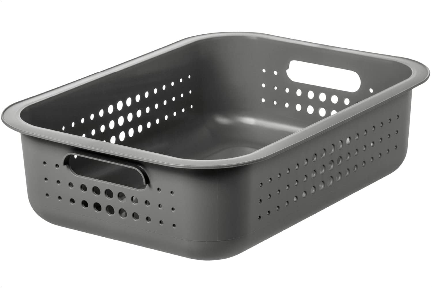 SmartStore 6L Recycled Plastic Storage Basket with handles - Taupe - Sustainable, Stackable and Nestable - 10 Year Guarantee - BPA Free - Small basket - L37 x W28 x H10 cm