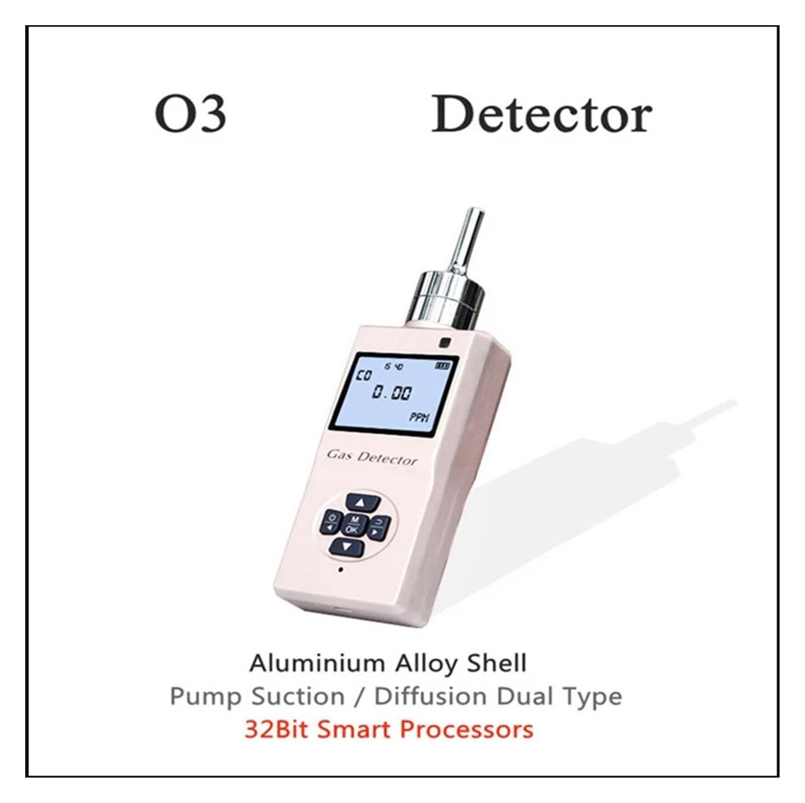 Détecteur de gaz, Portable O3 Photoion Détecteur de gaz Pompe Détection d'aspiration Coque métallique Analyseurs d'air Capteur détecteur à Faible Puissance