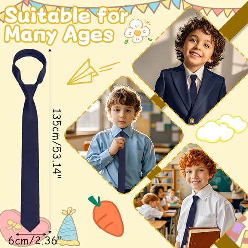 Adjustable Boys Tie Solid Color Ties for Boys Kids Necktie for School Wedding Party Graduation Banquet Celebration4