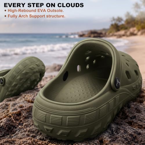 Image of KEMISANT Cushioned Clogs Mules for Men Garden Beach Water Fun-Lightweight | EVA Cushioned Footbed| Arch Support | Slip-resistant | Unisex