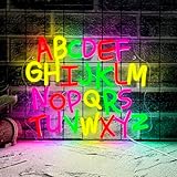 Mutank Bulletin Board Alphabet - ABC Alphabet Neon Sign, Preschool English Neon Light USB Powered Classroom Decor LED Dimmable, for Primary School Classroom Kindergarten Children'S Room(12.9 * 11 In)