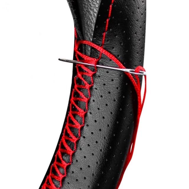 Capa Volante Couro Costurada Carro Fácil Aplicação Universal (Preto/Preto)