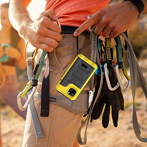 Beasyjoy for iPhone 14 Case Waterproof, Metal Heavy Duty Full Body Protective Case with Built-in Screen Protector, Military Grade Shockproof Dustproof Defender Rugged Cover 6.1 Inch, Yellow by Beasyjoy - Image 8