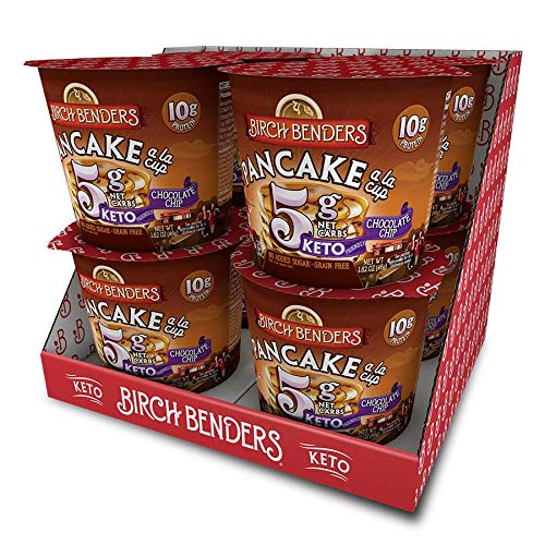 Chocolate Chip Pancake Cups by Birch Benders, Grain-Free, Gluten-Free, Keto friendly, only 5 Net Carbs, Just Add Water (8 Single Serve Cups)
