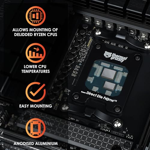 Image of Thermal Grizzly - Direct Die Frame Ryzen 7000 V2 - Increased Compatibility - for Mounting Ryzen 7000 CPU Processors Without The Integrated Heatspreader - Significantly Lowers Operating Temperatures