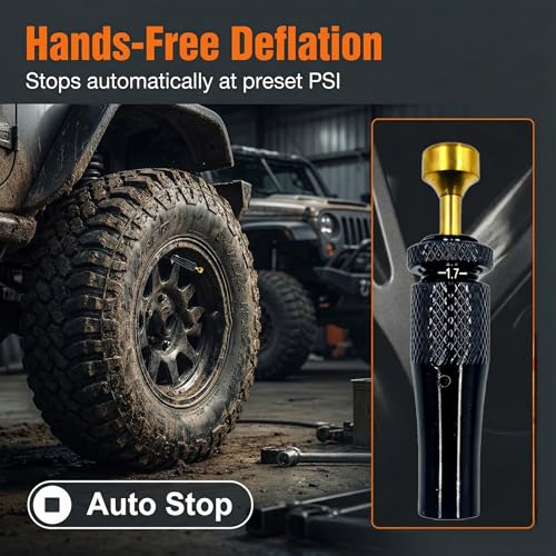 Image of SUVCARMPING Adjustable Auto-Stop Tire Deflator Valve Kit (10-30 PSI) 4 PCS Screw-on Tyre Air Down Tool for Offroad 4x4(MS-TD07)