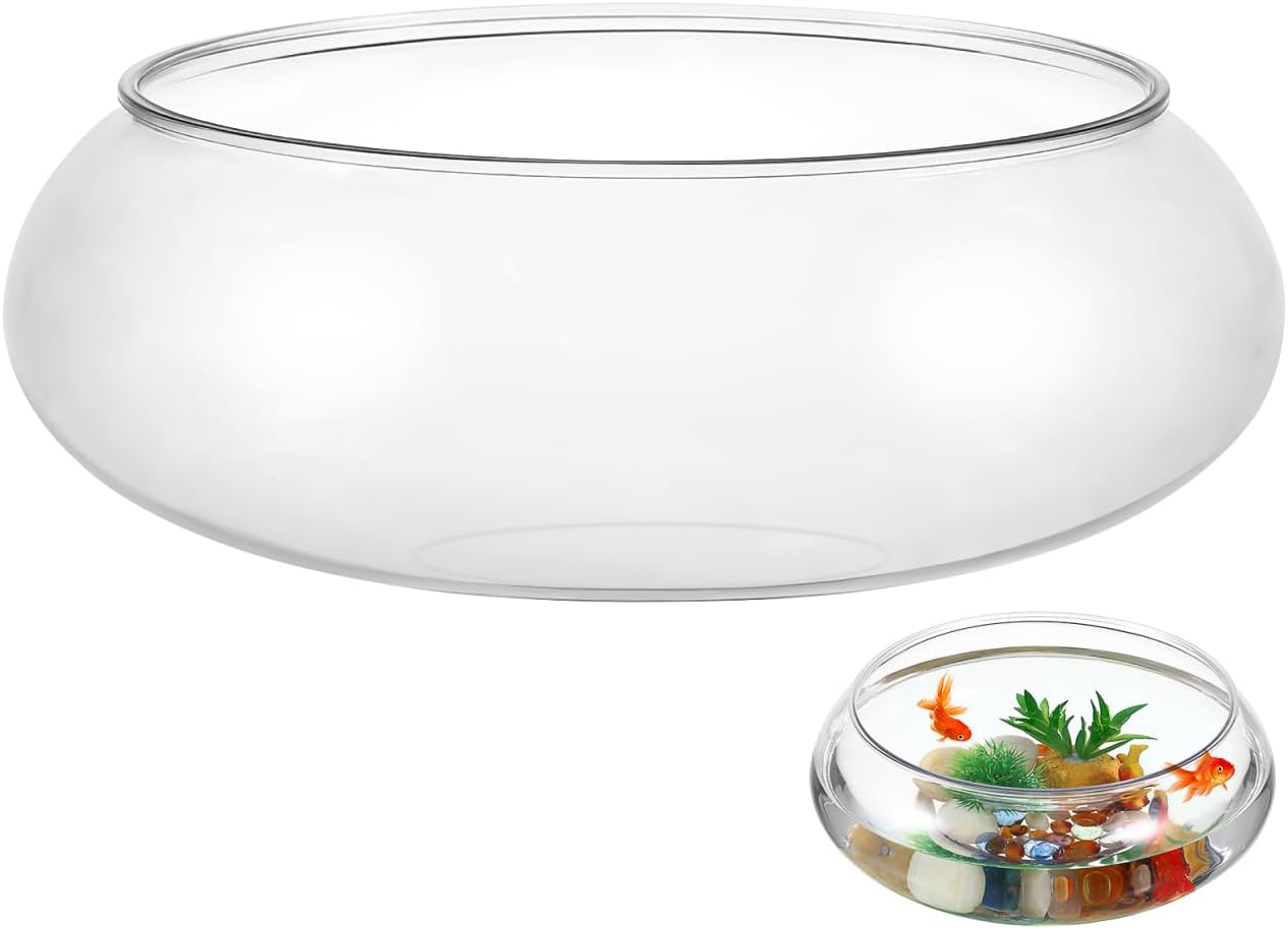 BESPORTBLE Transparent Desktop Aquarium Tank for Betta and Goldfish, 9.52×9.52×3.93 Inch Plastic Fish Bowl, 2800ml Shatterproof Fish Container for Home and Office Decor