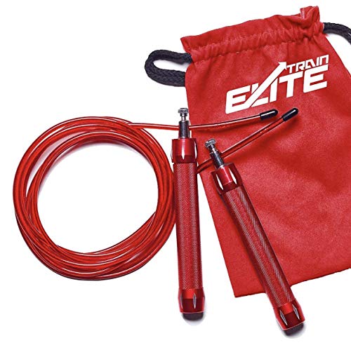 Train Elite 1.2 LB Heavy Weighted Handles Adjustable Locking System Fitness Strength Cable Jump Rope for Men Women Workout with Heavy Jumprope Crossfit Training Speed Boxing Ropes with Weights