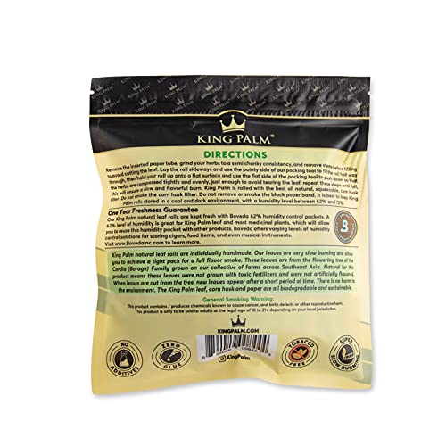 King Palm Mini Size Natural Pre Wrap Palm Leafs (1 Pack Of 25, 25 Rolls Total) - Pre Rolled Cones - All Natural Cones - Corn Husk Filter - Preroll Cones - Prerolled Cones With Filter - Organic Cones #TOP1