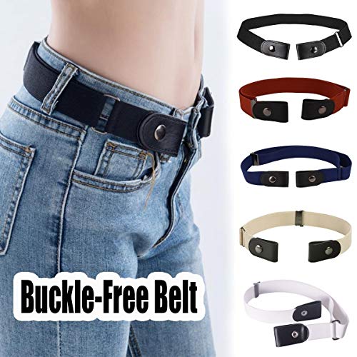 Cinto elástico sem fivela para mulheres/homens, jeans sem cinto, cinto elástico confortável, Preto,