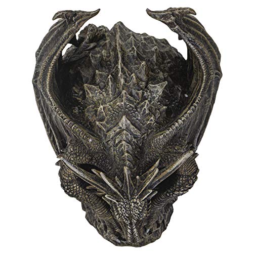 Summit Collection Spiral Dark Gothic Draco Dragon On Mutated Skull Figurine Fantasy Gothic Decorative Sculpture 7.5 Inches thumb #2