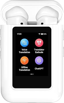 Language Translator Device, Translator Earbuds,Innovative ChatGPT AI Translator Earphones with Touch Screen, 144 Languages with 16 Offline Packs,for Business,Study,Travel