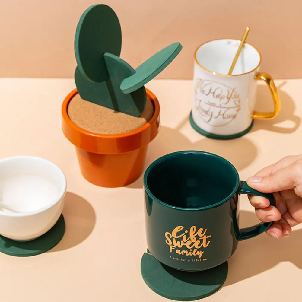 Set di 6 Sottobicchieri Creativi a Forma di Cactus, Tappetini Antiscivolo Resistenti al Calore, Sottobicchiere Isolati Multifunzionali, Decorazione Casa e Ufficio, Regali di Inaugurazione