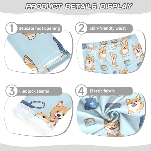 ALAZA Girls' Leggings Children's Yoga Pants Skinny Printed Dance Yellow Puppy Comfortable 4T2