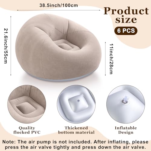 Image of Realspring Inflatable Bean Bag Chairs Outdoor Blow up Camping Chairs Inflatable Lazy Sofa Folding Portable Bean Bag Loungers Couch for Movie Night(Multicolor,6 Pcs)