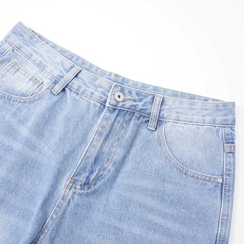 Men’s Baggy Ripped Jeans Light Wash Wide Leg Denim Pants with Diagonal Distressed Panels for Streetwear Style2