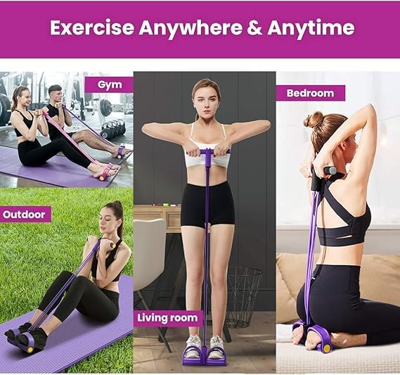 Image of Multifunction Tension Rope, 6-Tube Elastic Yoga Pedal Puller Resistance Band, Natural Latex Tension Rope Fitness, for Abdomen /Waist /Arm /Leg Stretching Slimming Training