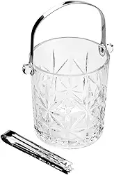 WOLFF - Balde para Gelo de Vidro com Alça e Pegador Romano 15cm x 13cm x 14cm - 1L