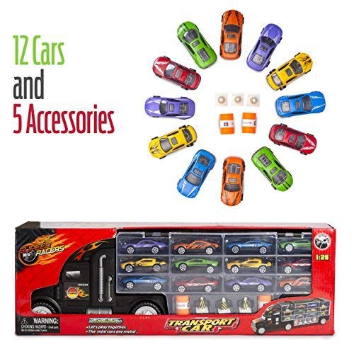 Big Daddy Tractor Trailer Car Collection Case Carrier Transport Toy Truck For Kids Includes 6 Cars + Accessories #TOP2