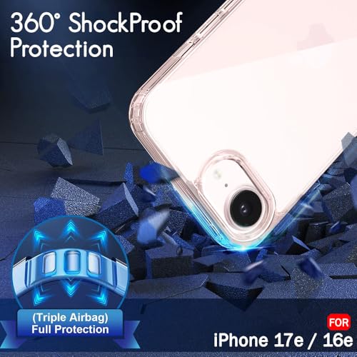 Image of TheGiftKart for iPhone 16e / iPhone 17e Case, Clear Hard Back Cover, Ultra-Hybrid Shockproof Back Cover Case with Camera & Screen Protection (PC & TPU, Transparent)