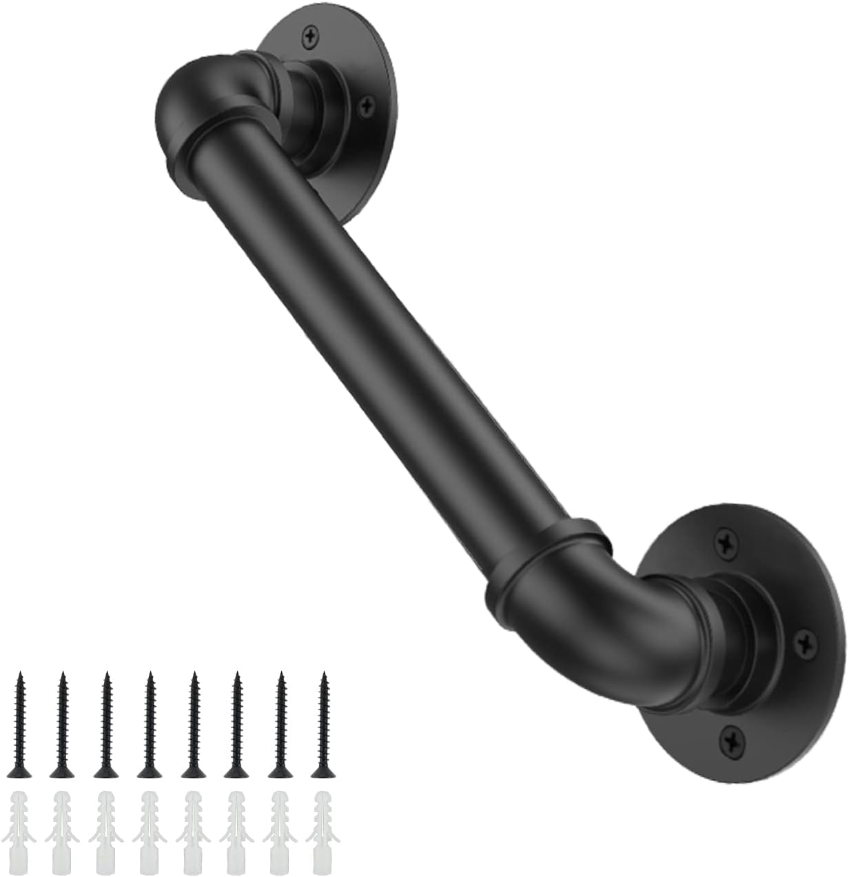 Willstar 1FT Industrial Staircase Handrail Non-Slip Pipe Bar Foot Rail Wall Mount Stair Rail Vintage Grab Bar for Steps Black Iron Pipe Handrail for Outdoor Indoor Stairs Loft Porch Hand Rail (1ft)