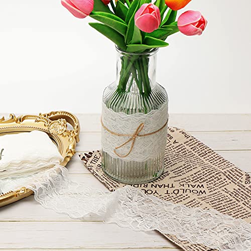Vgoodall 3 Inch White Lace Ribbon, 10 Yards Wide Stretchy Lace Trim Elastic Floral Lace For Bridal Wedding Decoration Gift Wrapping Diy Sewing Craft Hair Bow Making #TOP6